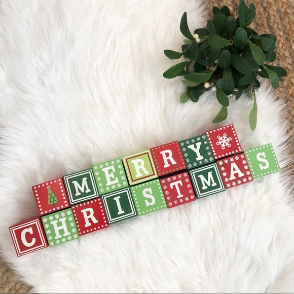 merry christmas wooden blocks
